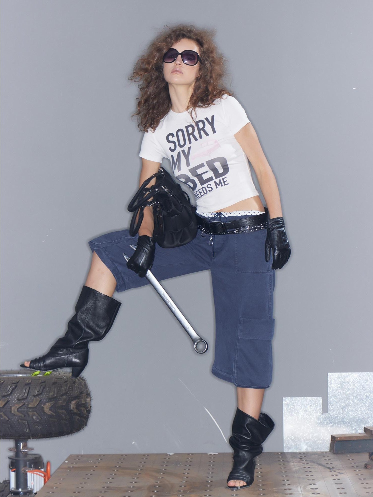 2th Desire Yellow Slim Cropped Playful Letter Print Women&