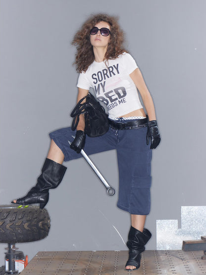 2th Desire Yellow Slim Cropped Playful Letter Print Women&