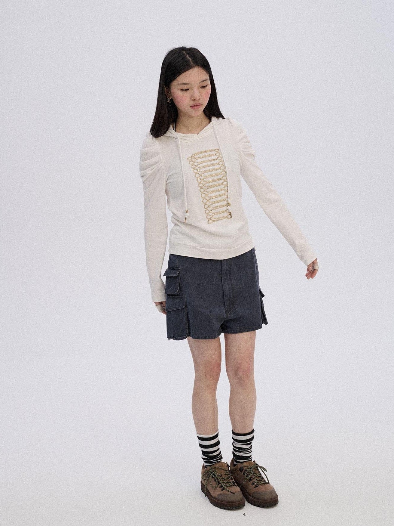 Achihara Pure Cotton Soft White Straight Fit Casual Women Pullover Long Sleeve T-Shirts
