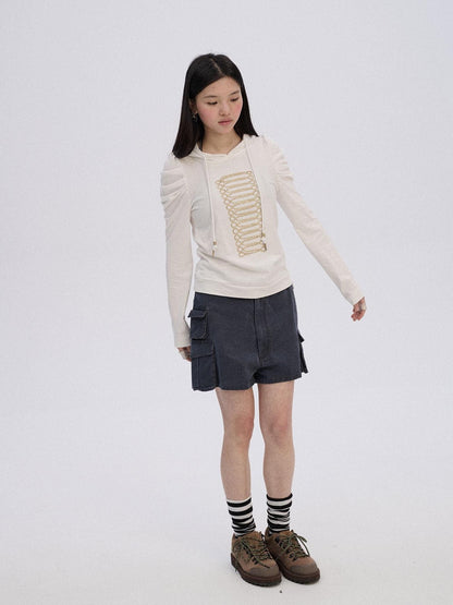 Achihara Pure Cotton Soft White Straight Fit Casual Women Pullover Long Sleeve T-Shirts