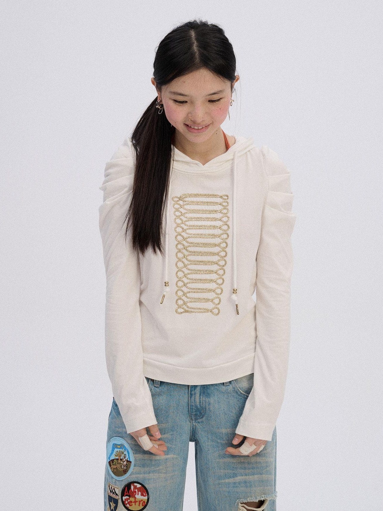 Achihara Pure Cotton Soft White Straight Fit Casual Women Pullover Long Sleeve T-Shirts