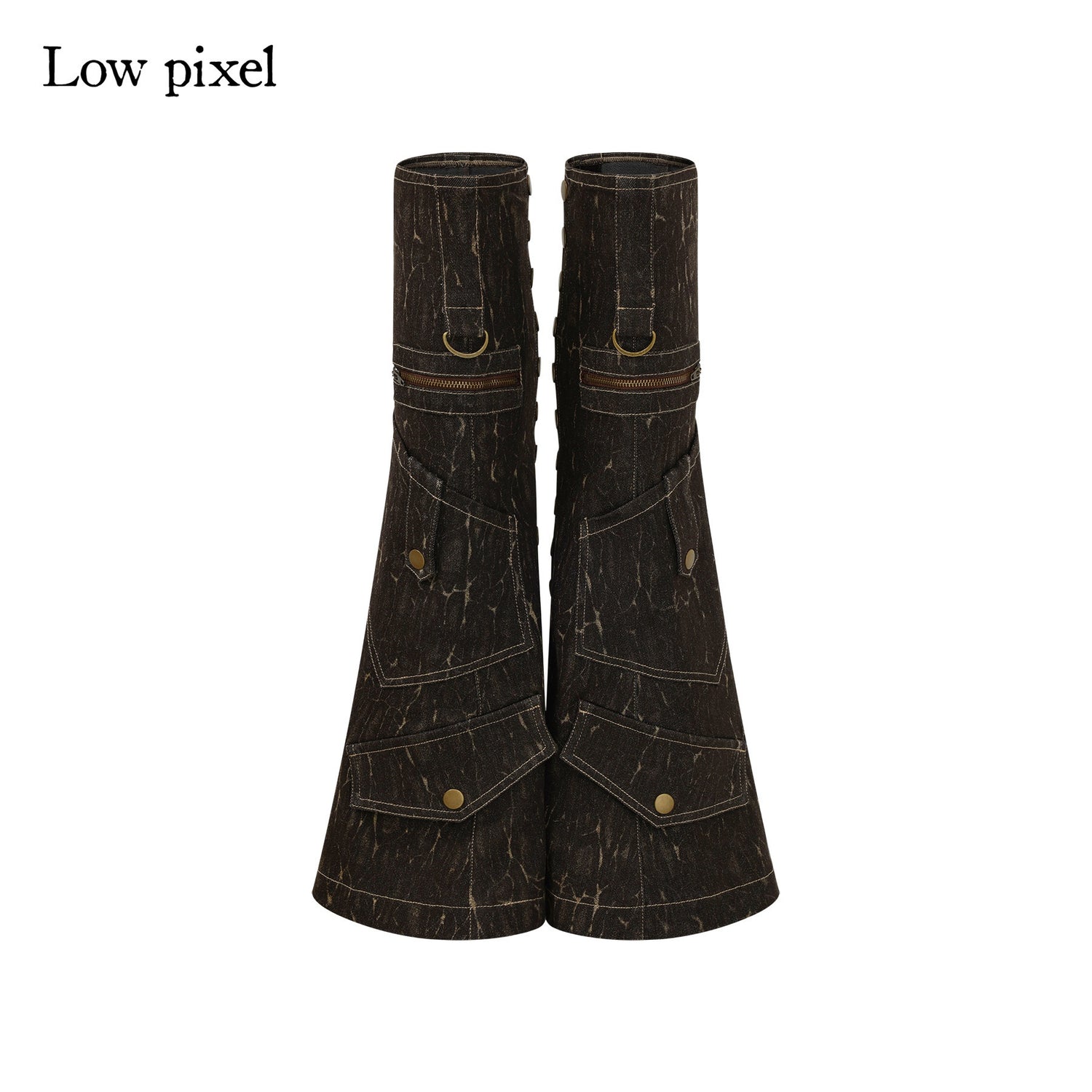 Low pixel Cotton Blend Low Rise Slim Fit Urban Microflare Button Fly Brown Mini Shorts