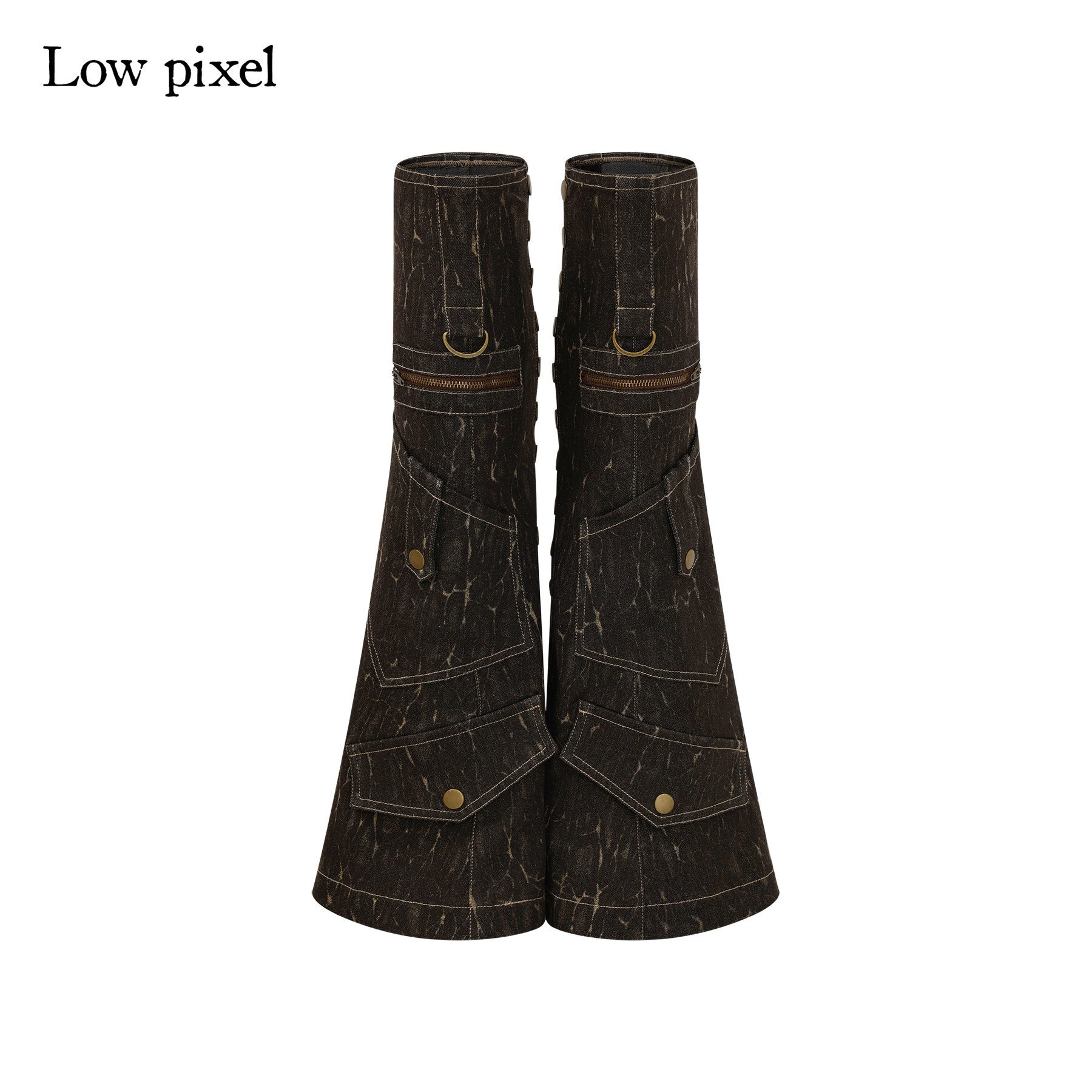 Low pixel Cotton Blend Low Rise Slim Fit Urban Microflare Button Fly Brown Mini Shorts