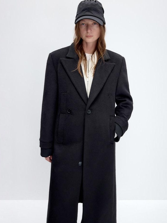 RUN TO THE FUTURE Lambswool Blend Patchwork Relaxed Fit Vintage Commuter Double Breasted Overcoats