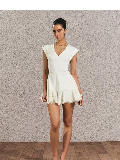 The NeverMore High Waist Street Slim Fit Spaghetti Strap Polyester Everyday Chic Mini Dresses
