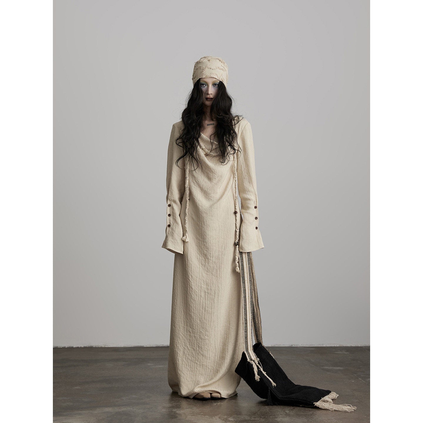 INDULGE Soft Cotton Blend Asymmetrical H Line Draped Neck Women Casual Maxi Dresses