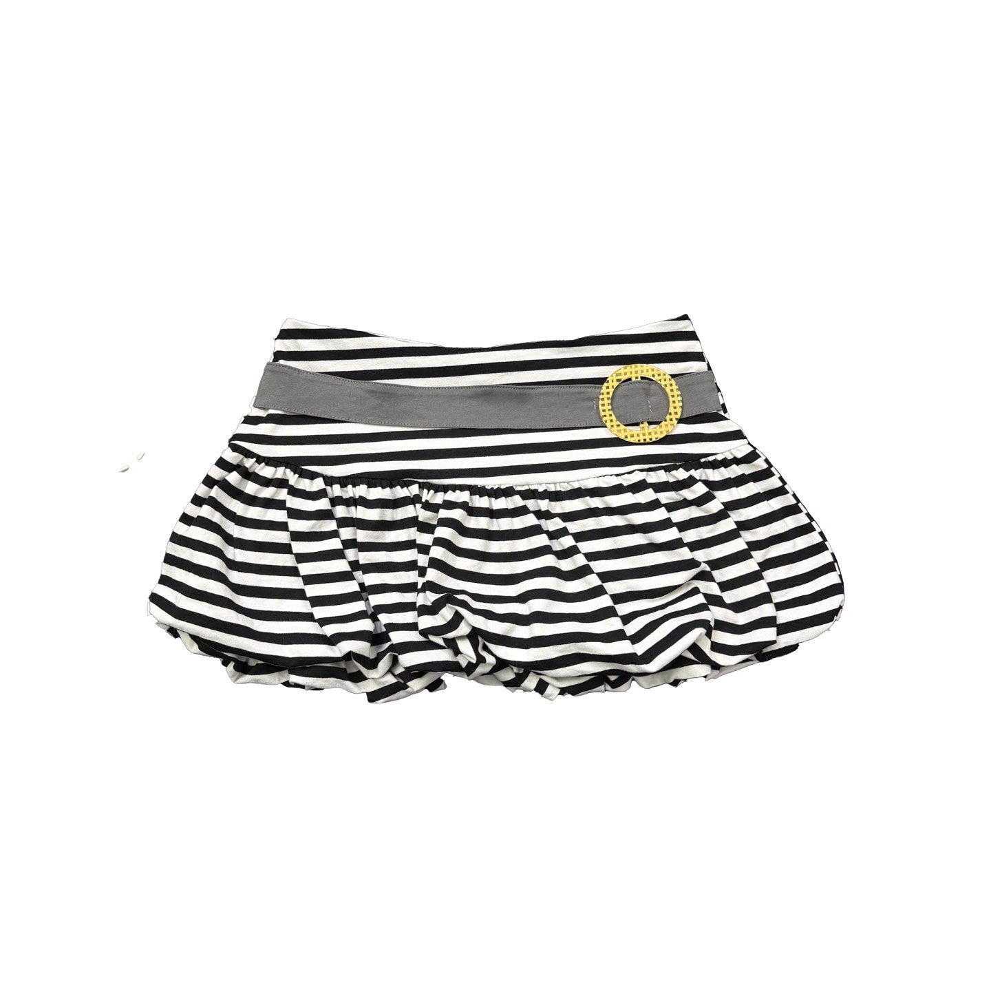 Ttsunami_Black_White_Striped_Pleated_Ruched_Low_Waist_Puff_Women&
