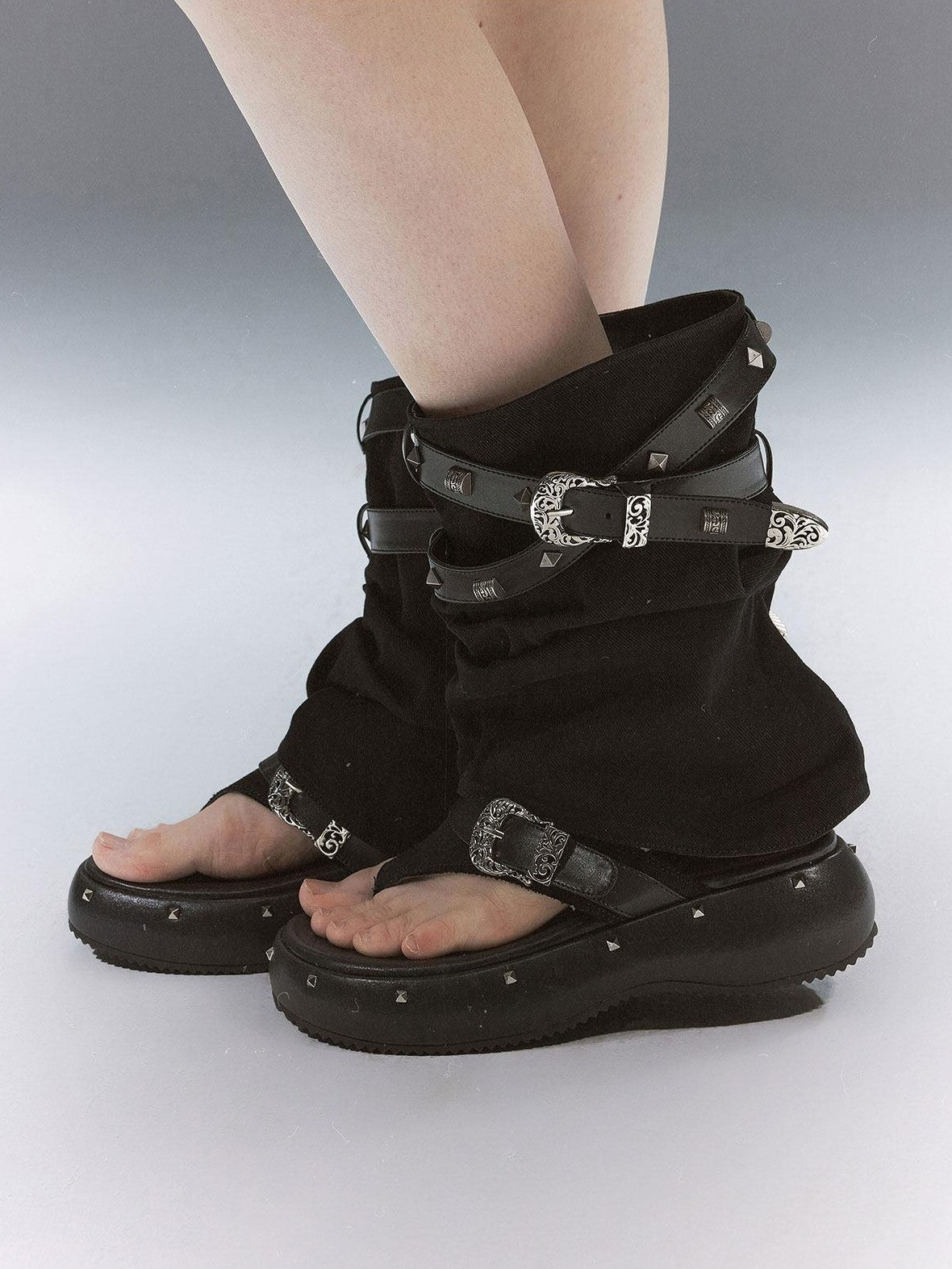Cest Nous Grunge Punk Studded Dual Strap Detachable Women&