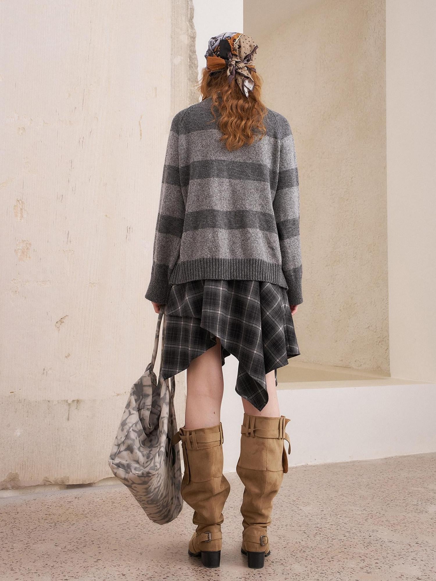 DIDDI MODA Symmetrical Cat Stripe Relaxed Oversized Women&