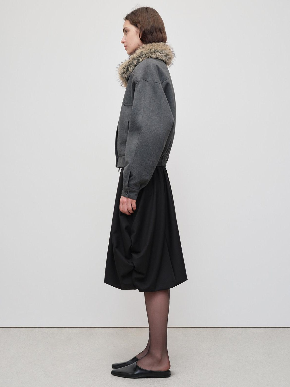 RUN TO THE FUTURE Versatile Cropped Relaxed Fit Commuting Zip Front Gray Track Jackets
