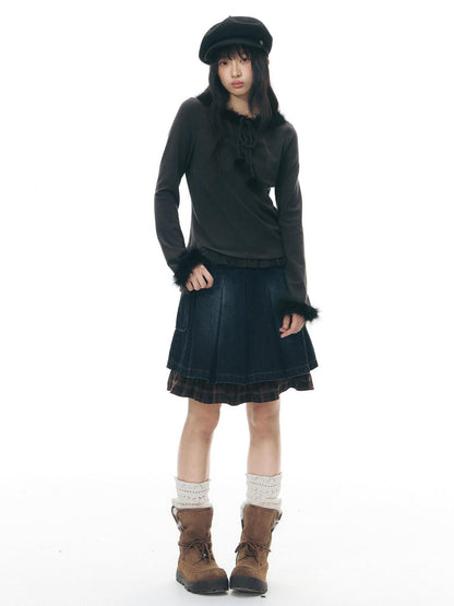 NAPSNAPS Deep Gray White Fuzzy Splice Women&