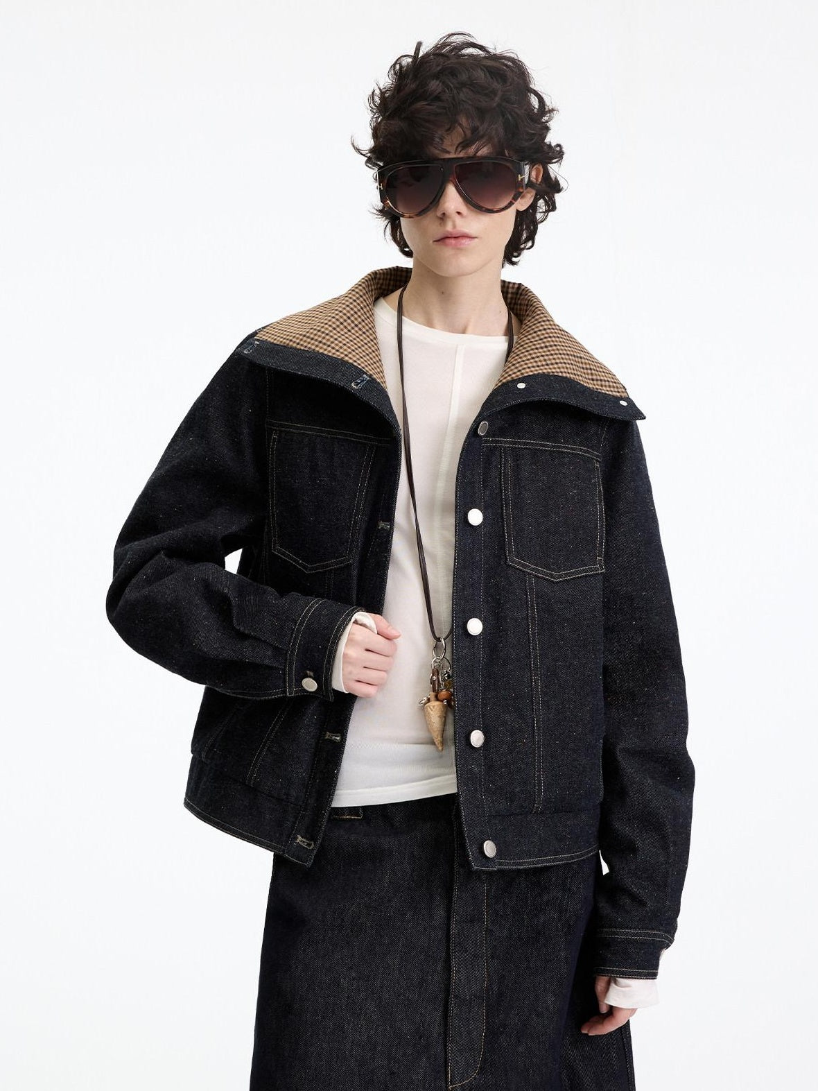 RUN TO THE FUTURE Indigo Relaxed Commuter Loose Fit Long Sleeve Solid Single Button Denim Jackets