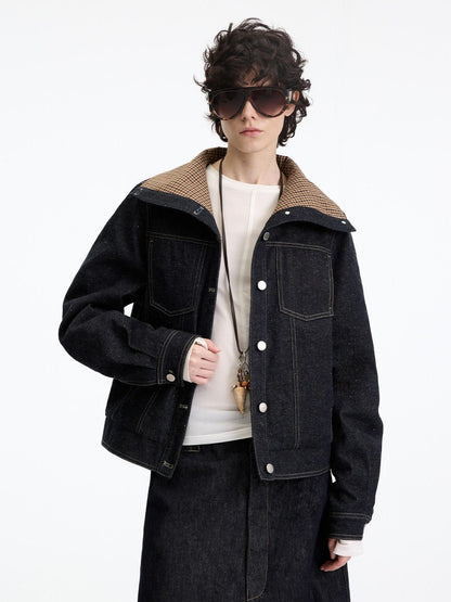 RUN TO THE FUTURE Indigo Relaxed Commuter Loose Fit Long Sleeve Solid Single Button Denim Jackets