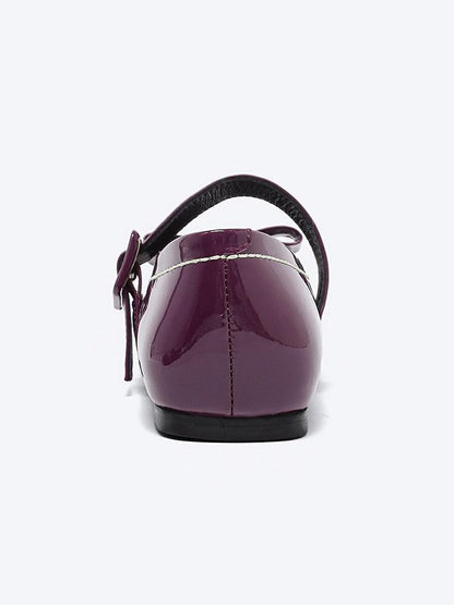 RUN TO THE FUTURE Sheepskin Insole Vintage Square Toe One Strap Low Heel Rubber Sole Women Flats