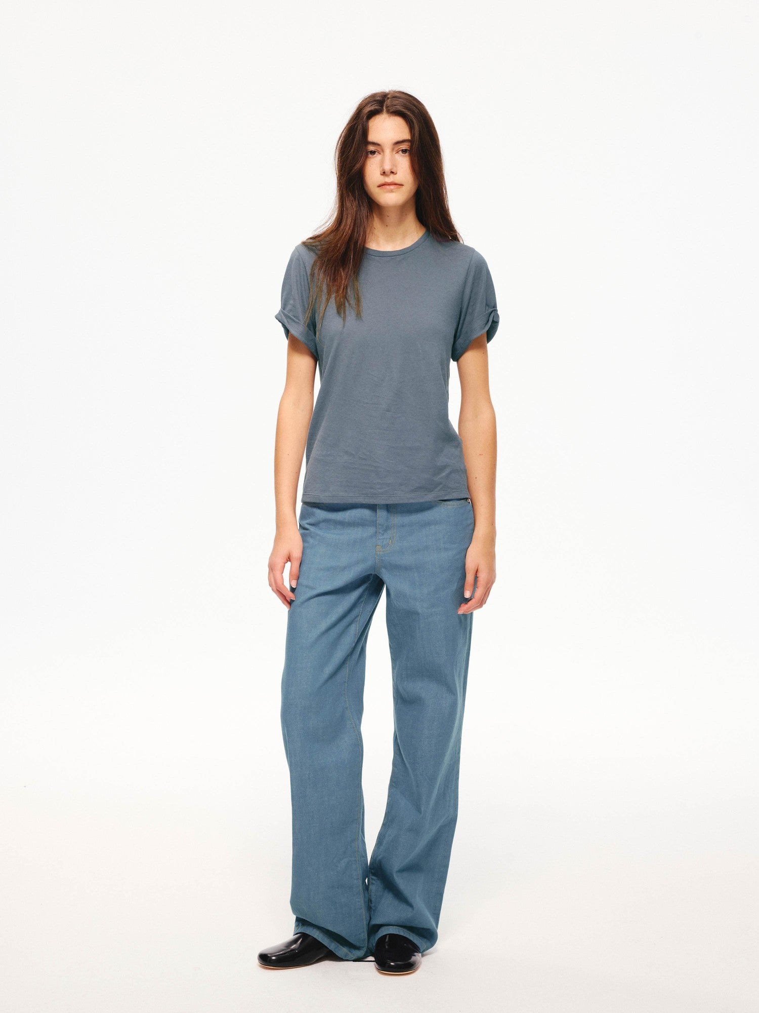 Northbutsouth Textured Crewneck Folded Cuff Loose Women&