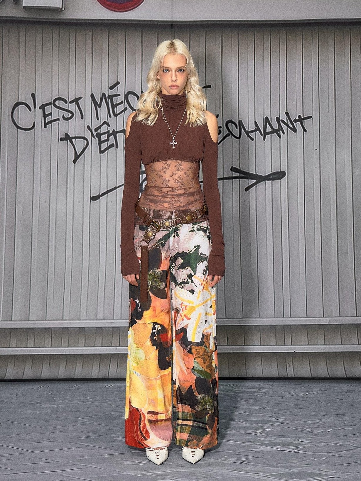 The NeverMore Sexy Mid Low Waist Hot Girl Floral Printed 100 Percent Cotton Wide Leg Pants