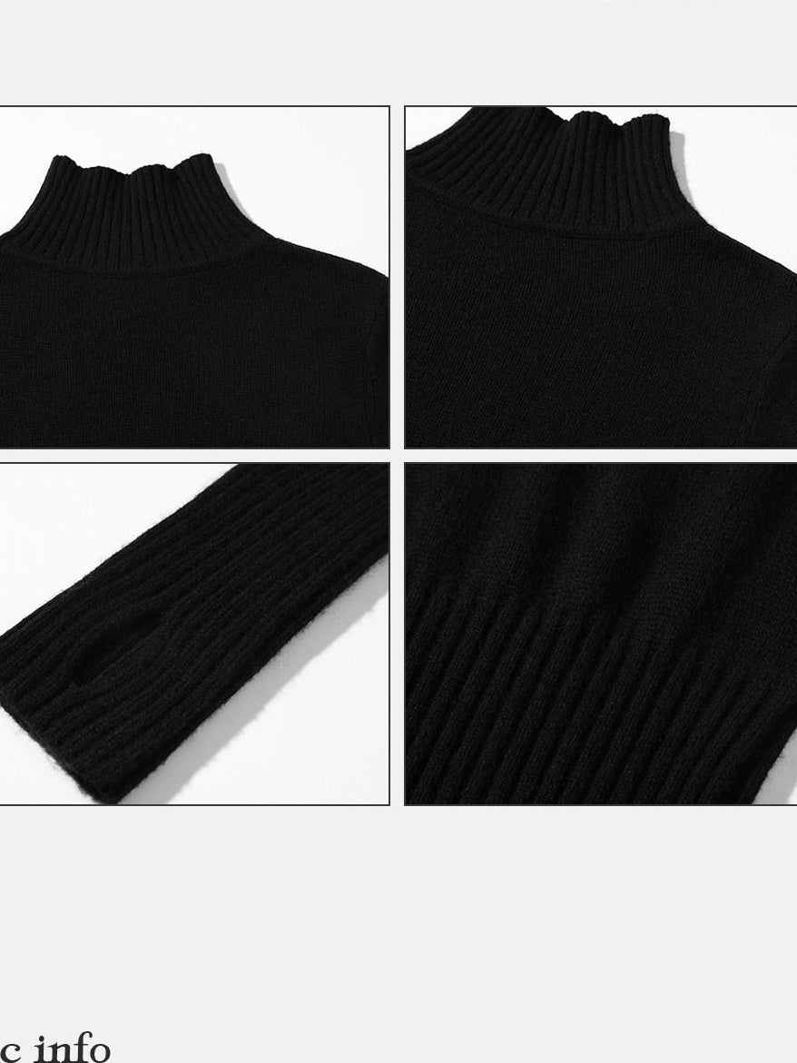 Low pixel Soft Viscose Wool Blend Street Slim Patchwork Women High Neck Knit Sweaters