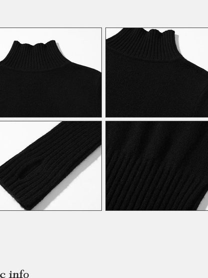 Low pixel Soft Viscose Wool Blend Street Slim Patchwork Women High Neck Knit Sweaters