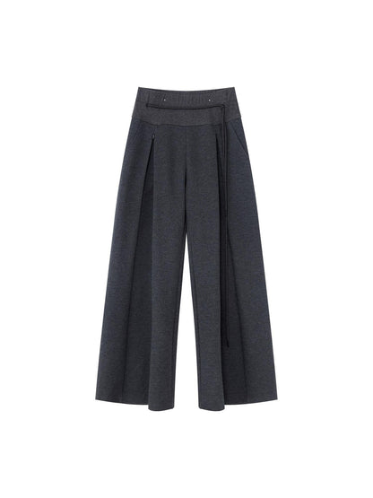 RUN TO THE FUTURE Antibacterial Mid Stretch Zip Casual Mid Rise Heather Gray Wide-Leg Pants