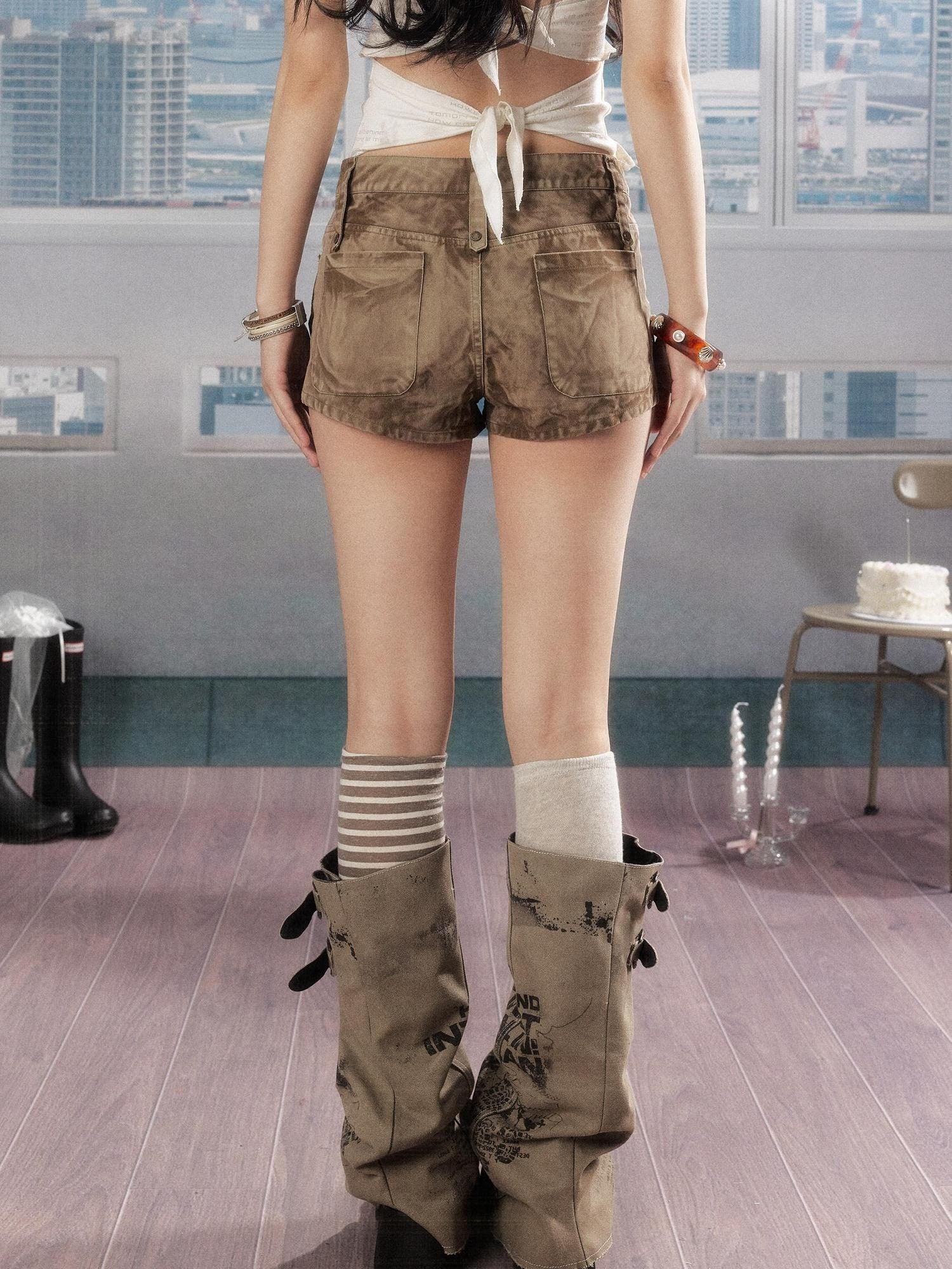 ALL iN plan Casual Relaxed Natural Waist Khaki Lightweight Design For Women Cargo Pants