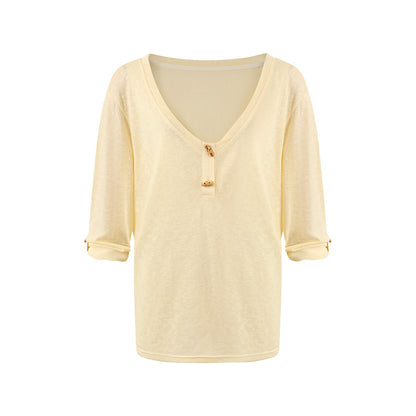7Shiftin Layered Two Piece Casual Round Neck For Women Cami Coverup Long Sleeve T-Shirts