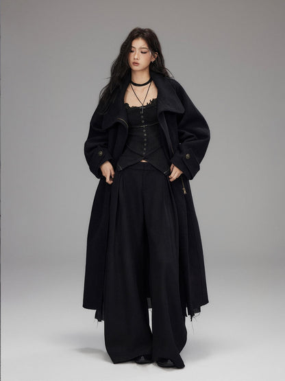 Low pixel Slim Fit Gothic V-neck Paneled Knit Black Womens Everyday Long Sleeve Crop Tops