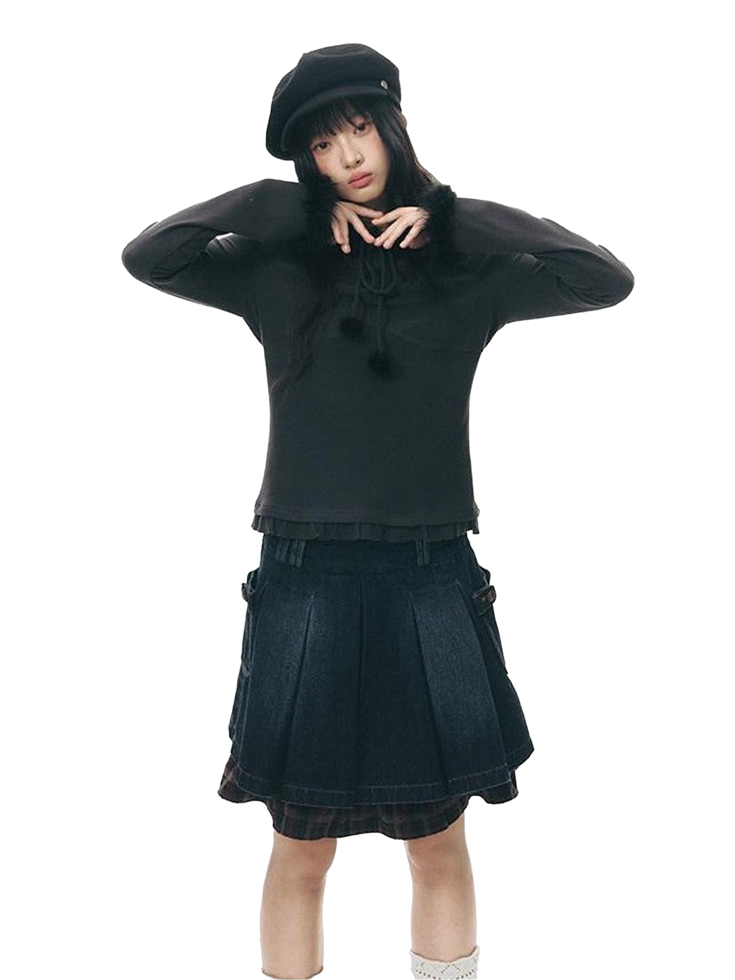 NAPSNAPS Deep Gray White Fuzzy Splice Women&