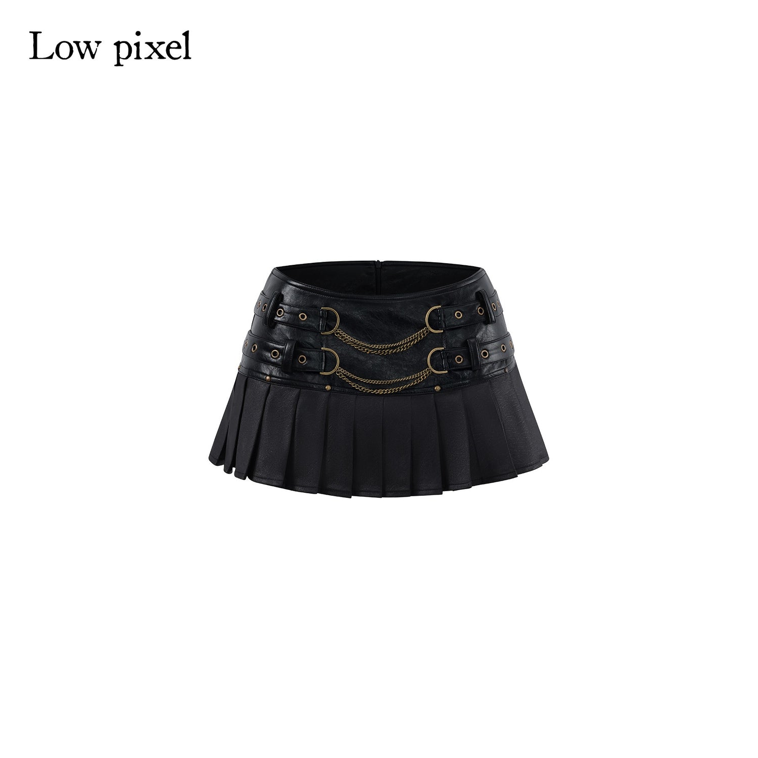 Low_pixel_Low_Waist_Pleated_A_Line_Street_Patchwork_Chain_Zipper_Lined_Black_Mini_Skirts_MISSTT