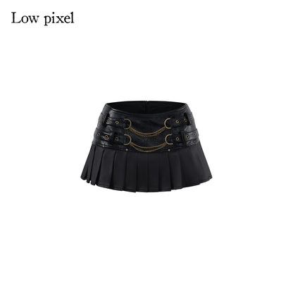 Low_pixel_Low_Waist_Pleated_A_Line_Street_Patchwork_Chain_Zipper_Lined_Black_Mini_Skirts_MISSTT