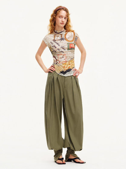 OuttheBlue Moss Green Solid Drapey Elastic Cuffed Women&