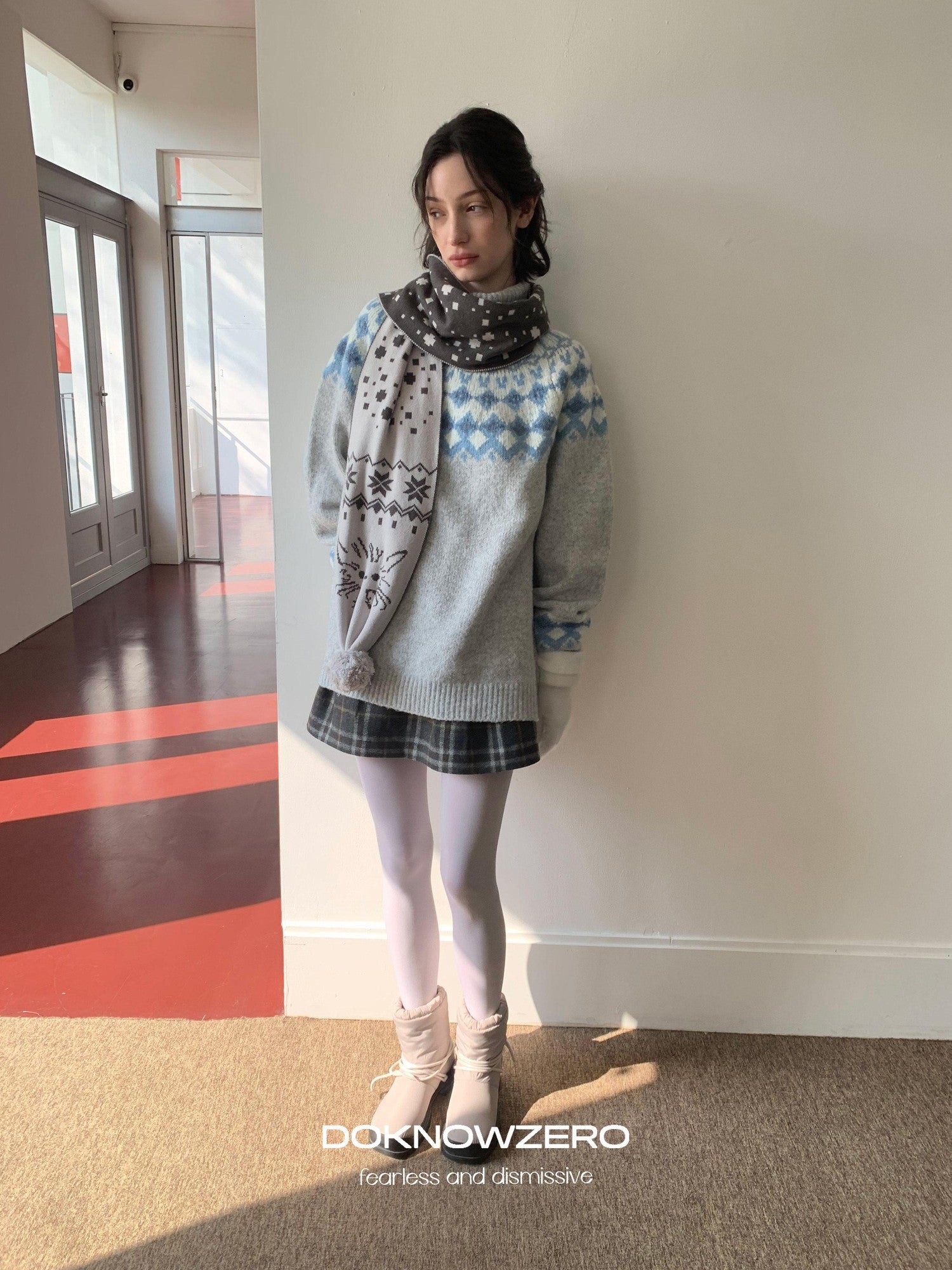 DKZ OFFICIAL Nordic Fair Isle Jacquard Oversized Women&