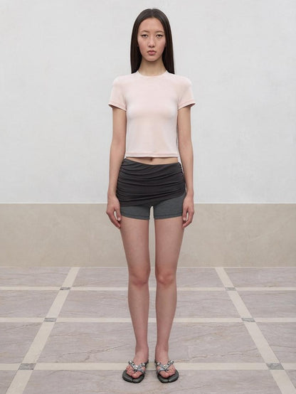 RUN TO THE FUTURE Cooling Modal Casual Slim Fit Crew Neck Short Sleeve Women Crop Tops