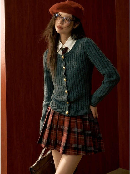 7Shiftin Versatile Three Piece Cardigan Set With Tie Preppy Layered Knitwear Sweaters