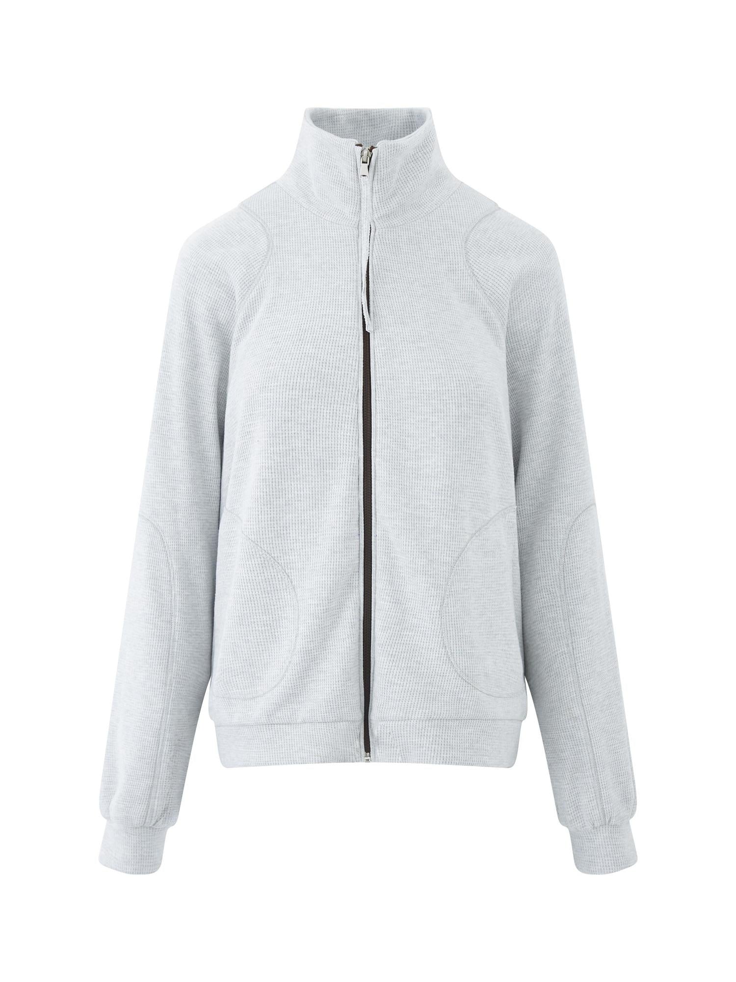 RUN TO THE FUTURE Original Design Loose Zip Collar Light Gray Unisex Poly Cotton Sweatshirts