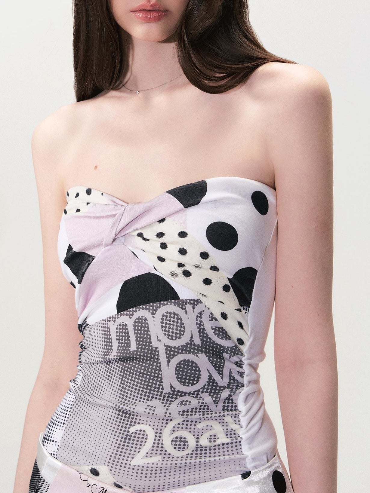 The NeverMore Cute Floral Print Sweet Slim Fit Regular Length Off White Sizes S M L Tube Tops
