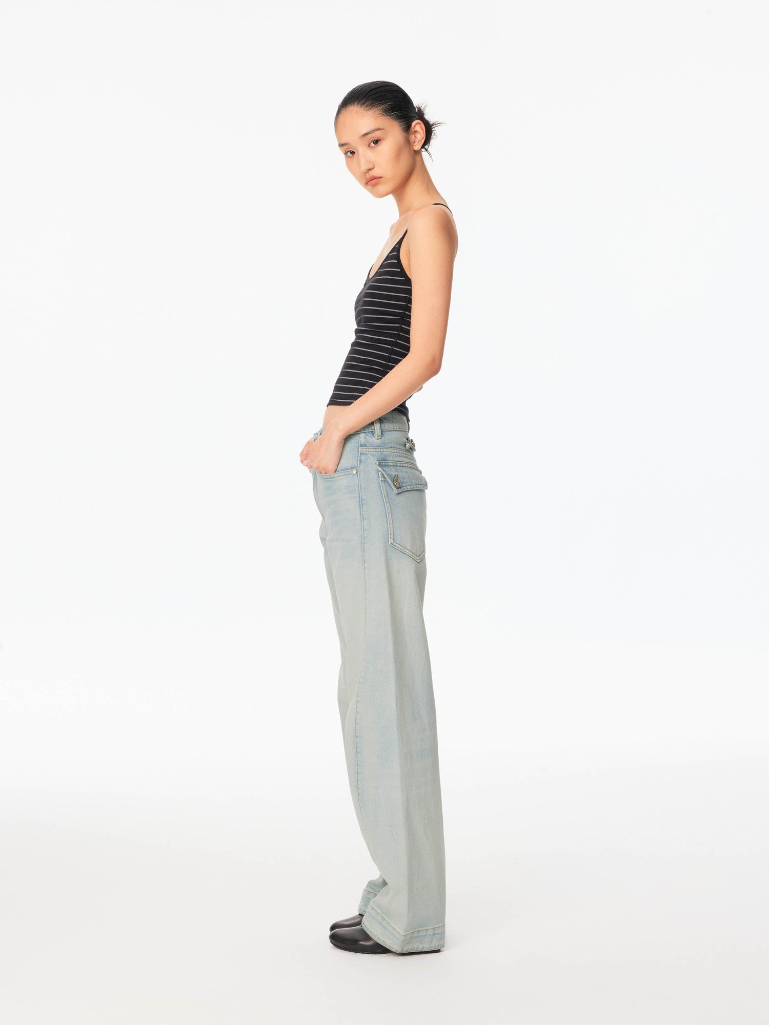 Northbutsouth Light Wash Whisker Cocoon Mid Low Rise Women&