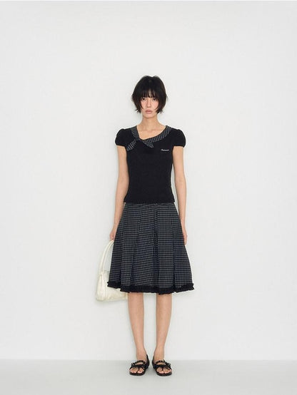 NAPSNAPS Plaid Ruffle Splice Vintage Women&