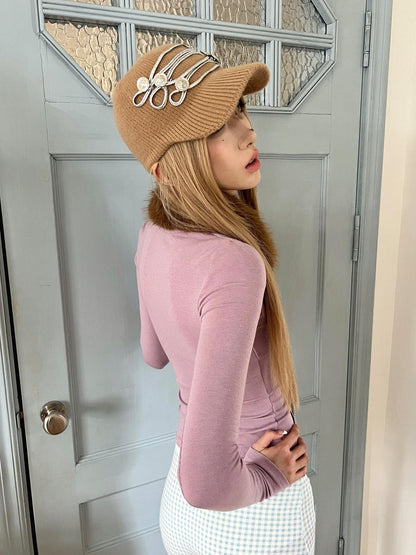 nit alcove Cozy Thermal Knit Curved Brim Casual Unisex Large 58 To 60 Cm Blue Brown Caps