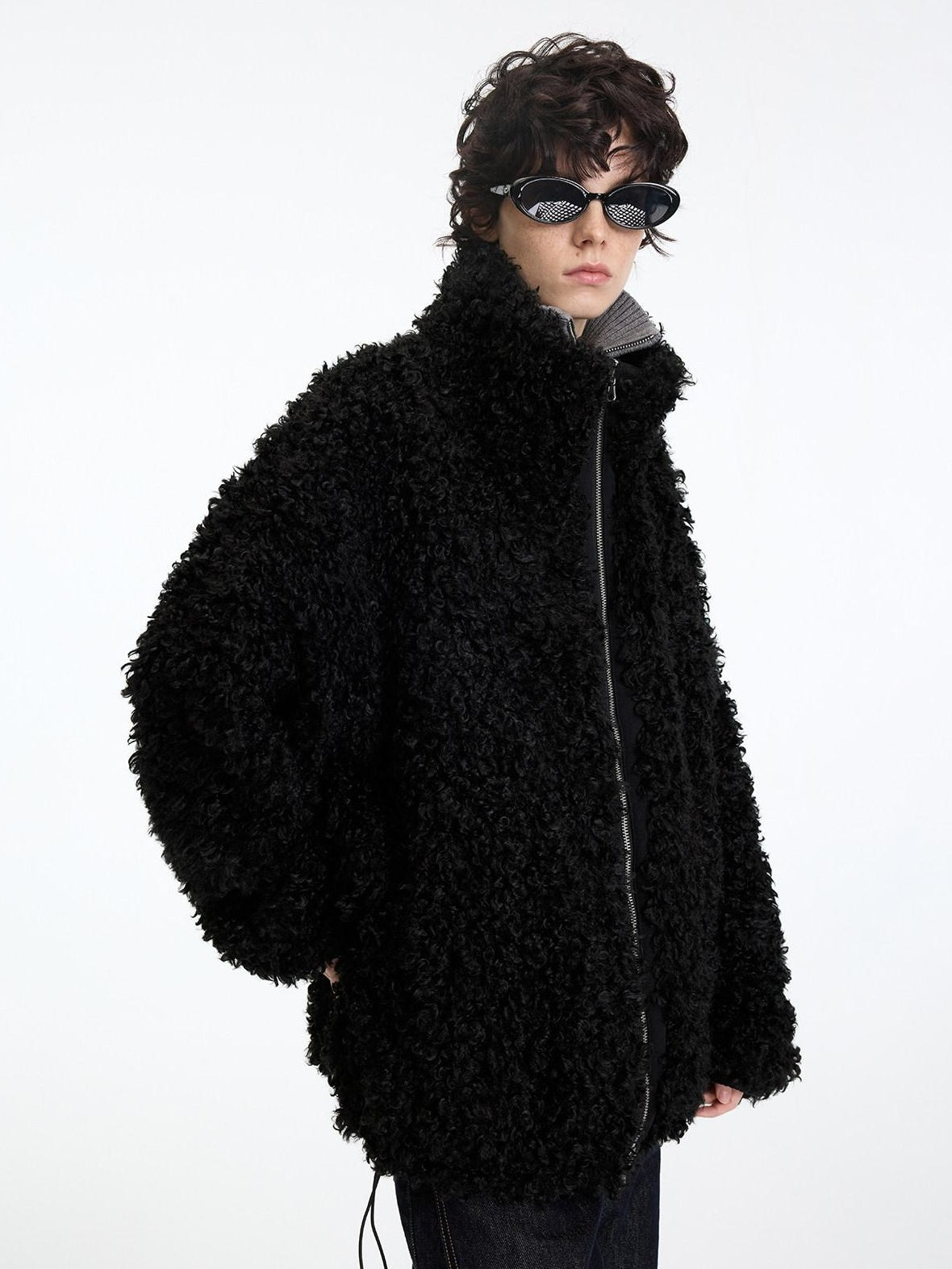 RUN TO THE FUTURE Reversible Fleece Lined Loose Fit Long Vintage Black Womens Puffer Jackets