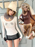 nit alcove Breathable Pure Cotton Slim Fit Casual Rhinestone Unisex Long Sleeve Crop Tops