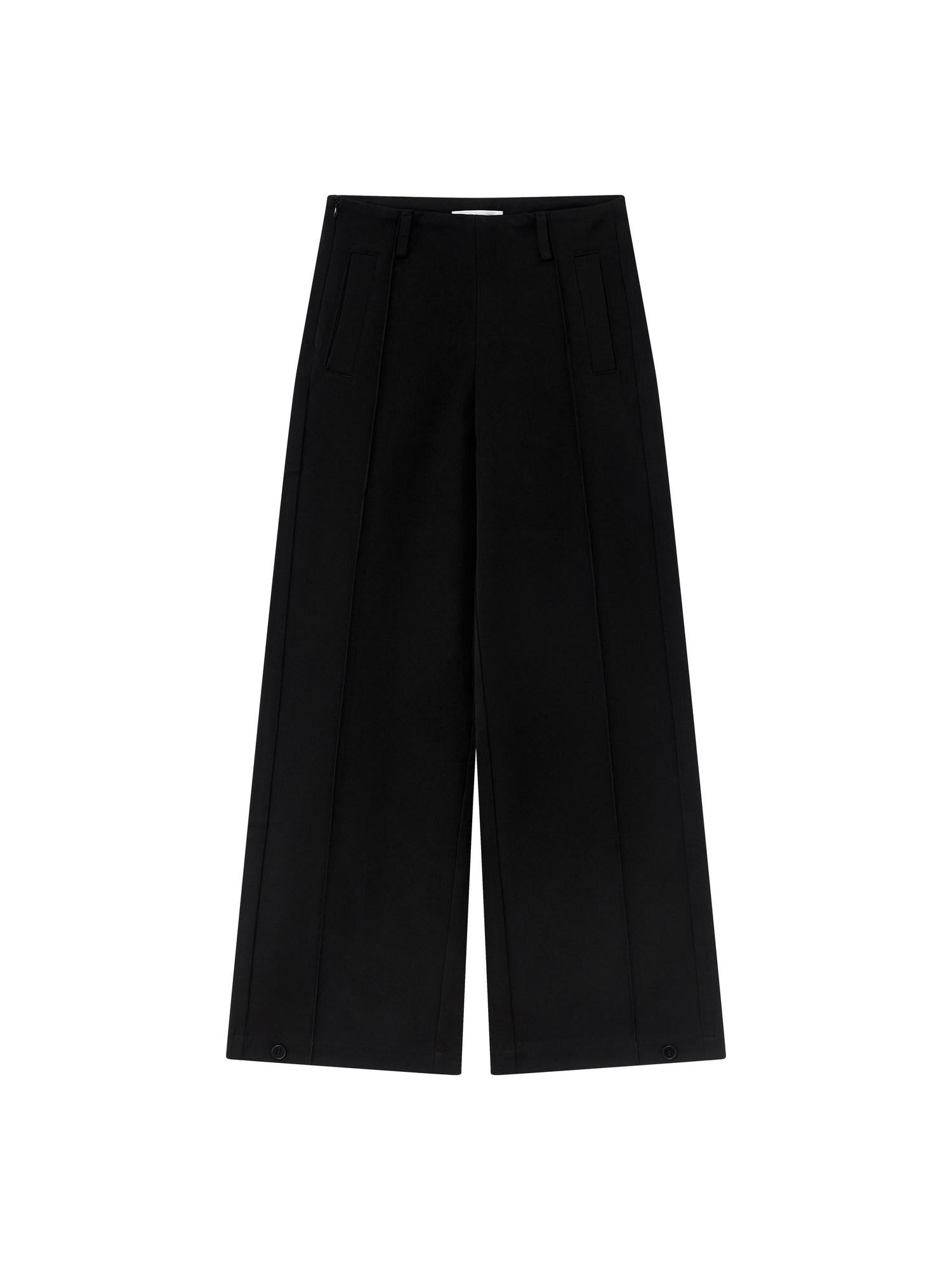 RUN TO THE FUTURE Minimalist Low Rise Wide Leg Long Vintage Black Straight Fit Straight Pants