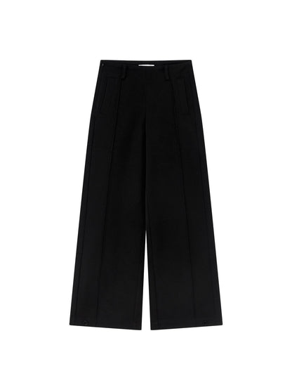 RUN TO THE FUTURE Minimalist Low Rise Wide Leg Long Vintage Black Straight Fit Straight Pants