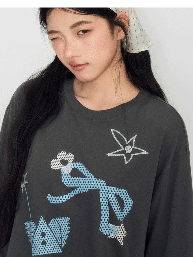 NAPSNAPS Rhinestone Print Loose Women&