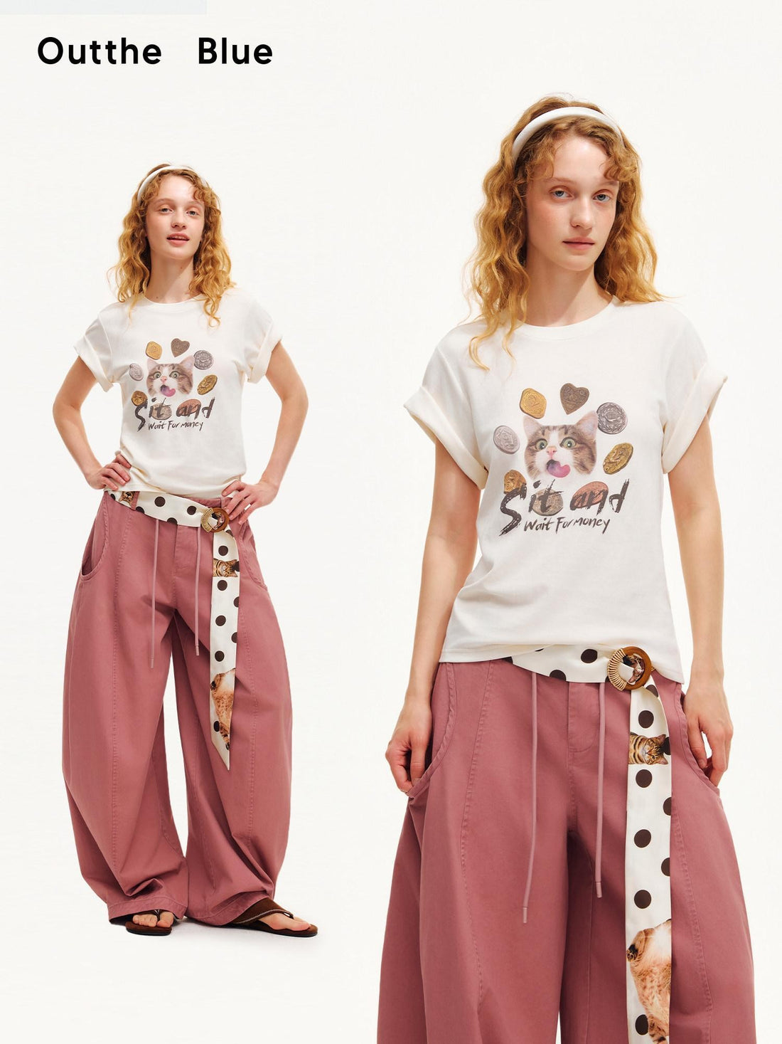 OuttheBlue Heart Lettering Cropped Loose Print Women&