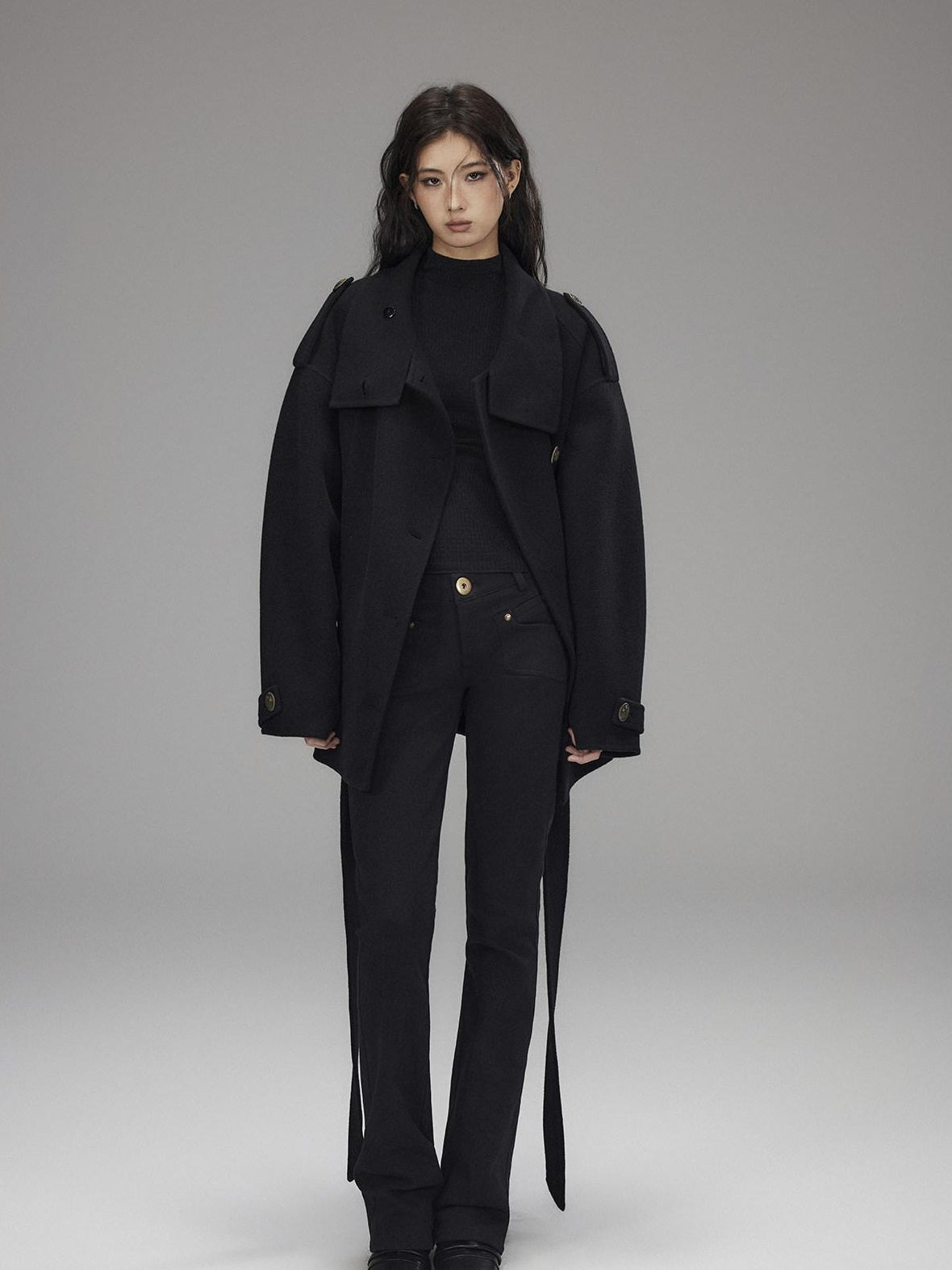 Low pixel Washed Black Low Rise Microstretch Street Tight Women Cotton Zip Straight Pants