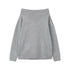 RUN TO THE FUTURE Vintage Commuter Loose Tie Asymmetric Neck Women Grey Knit Long Sleeve T-Shirts