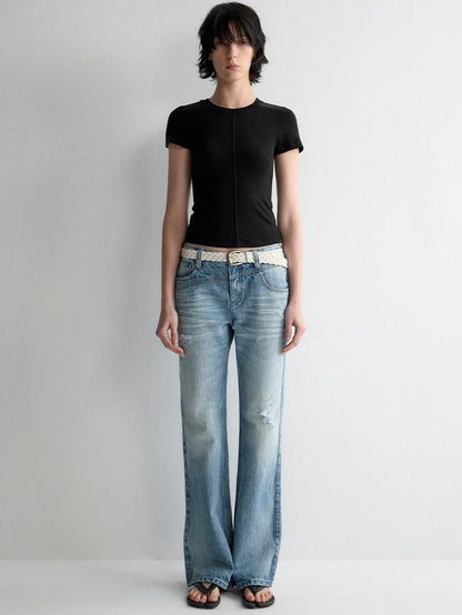 RUN TO THE FUTURE Cooling Lyocell Slim Fit Minimalist Women Office Crew Neck Solid Crop Tops