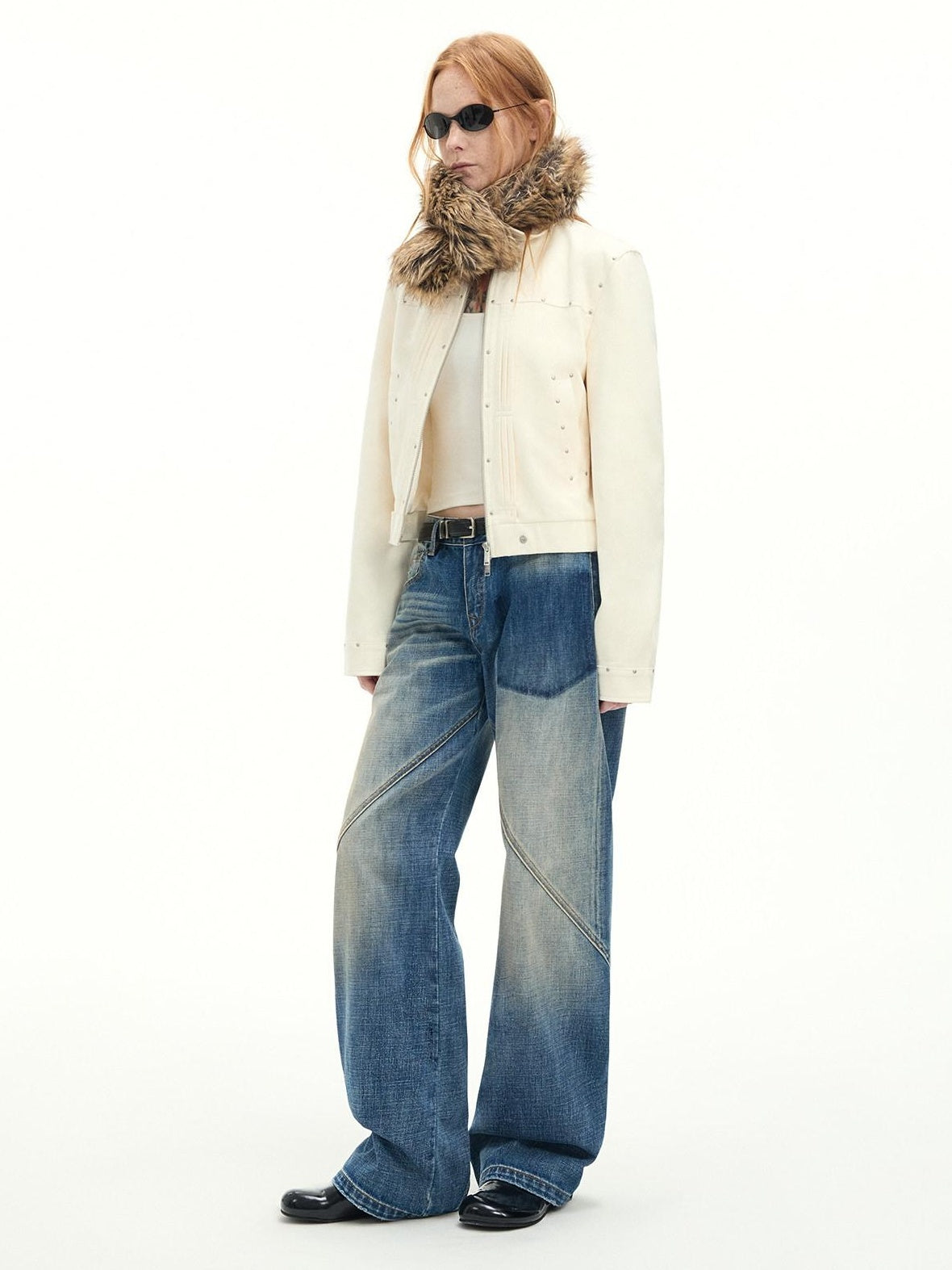 RUN TO THE FUTURE Vintage Washed Low Rise Cotton Boxy Women Zip Fly Nostalgic Blue Straight Jeans