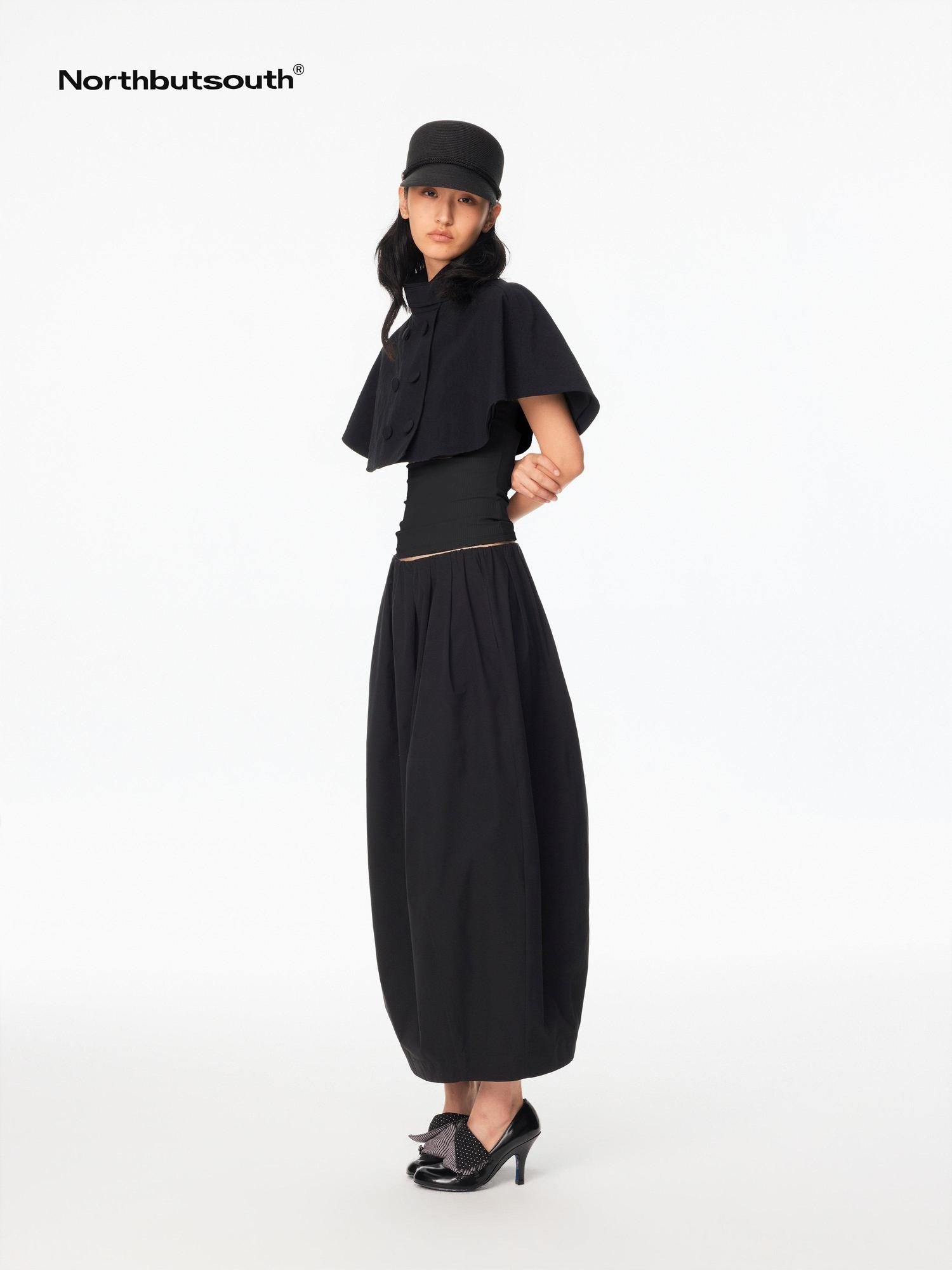 Northbutsouth Classic Casual Mid Low Waist Back Slit Balloon Women&