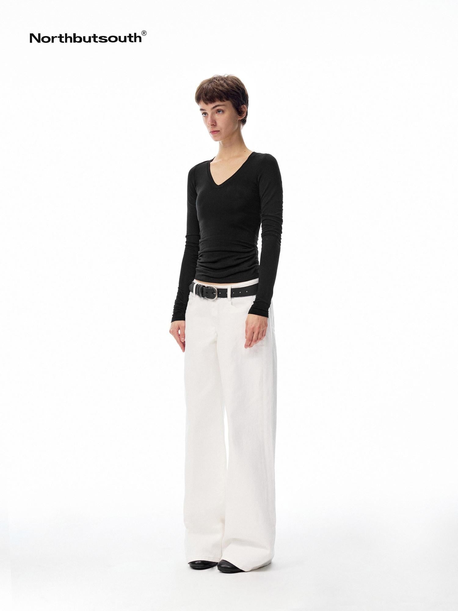 Northbutsouth Tricolor V-neck High Stretch Slim Women&